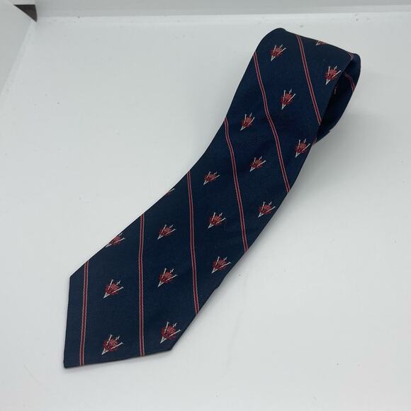 WM Chelsea Navy Red Gray Coat Of Arms Pure Silk Career Office Necktie NWOT - Picture 6 of 6